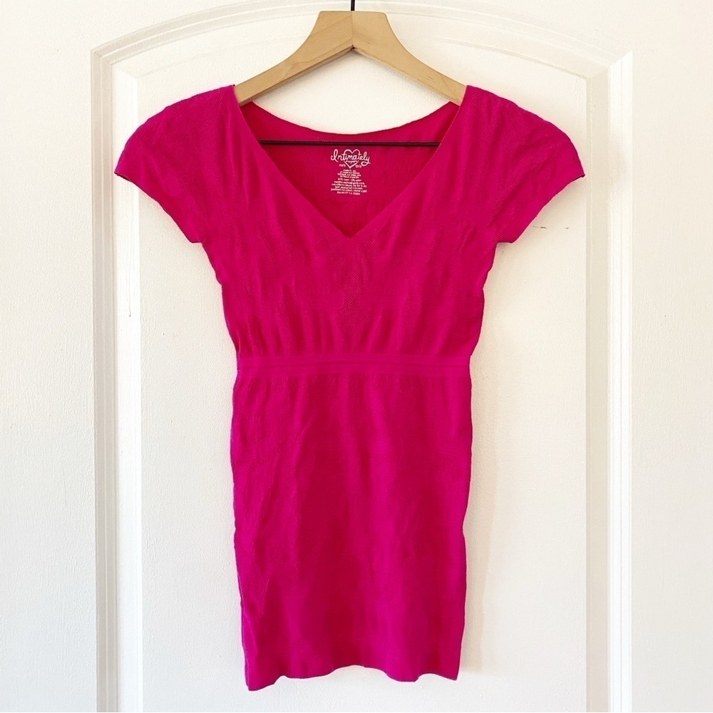 FREE PEOPLE Intimately Pink Fishnet Bodycon Under Shirt NEW